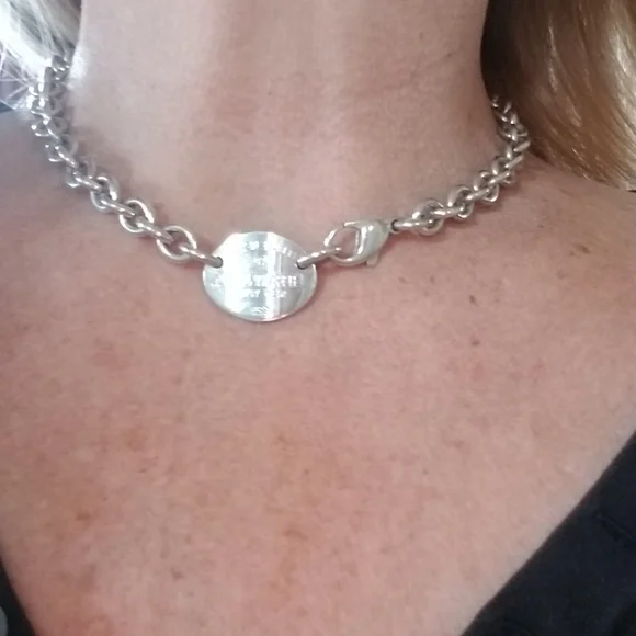 Tiffany & Co. Silver Necklace with White Ribbon - Picture 6 of 6